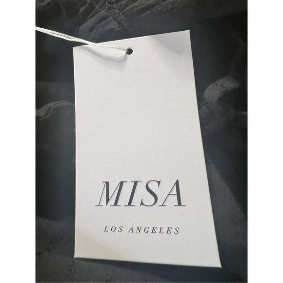 Misa Los Angeles Women's Black Lilian Tie Neck Ruffled Tiered Mini Dress XS NWT - Picture 7 of 7